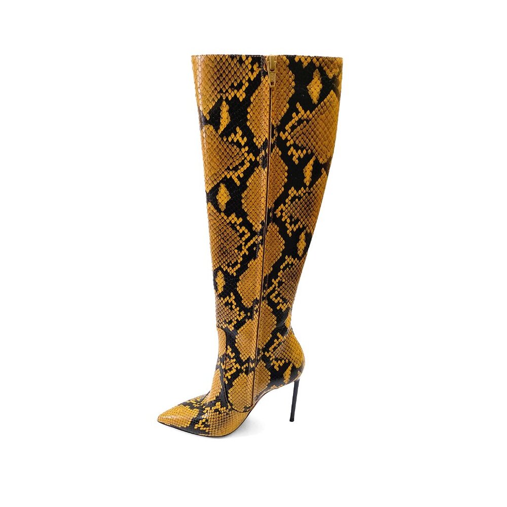 Bally Barbra 105 Yellow Python Print Leather High… - image 4